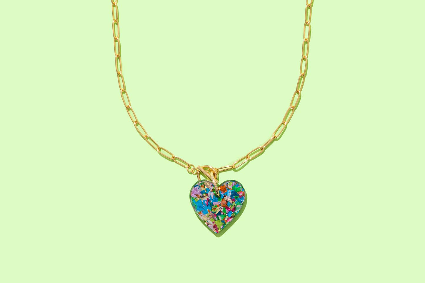 Chain Necklace - Heart - Colorful Confetti