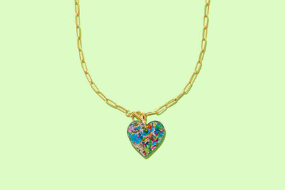 Chain Necklace - Heart - Colorful Confetti