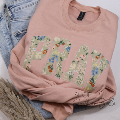 Peach Pray Appliqué Sweatshirt