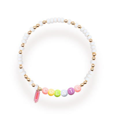 Rainbow Create Pencil Charm Bracelet: Standard 6.75 inch / White Sprinkle