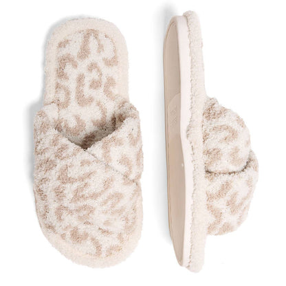 Luxury Soft Crossover Leopard Pattern Slipper: BLACK / S/M