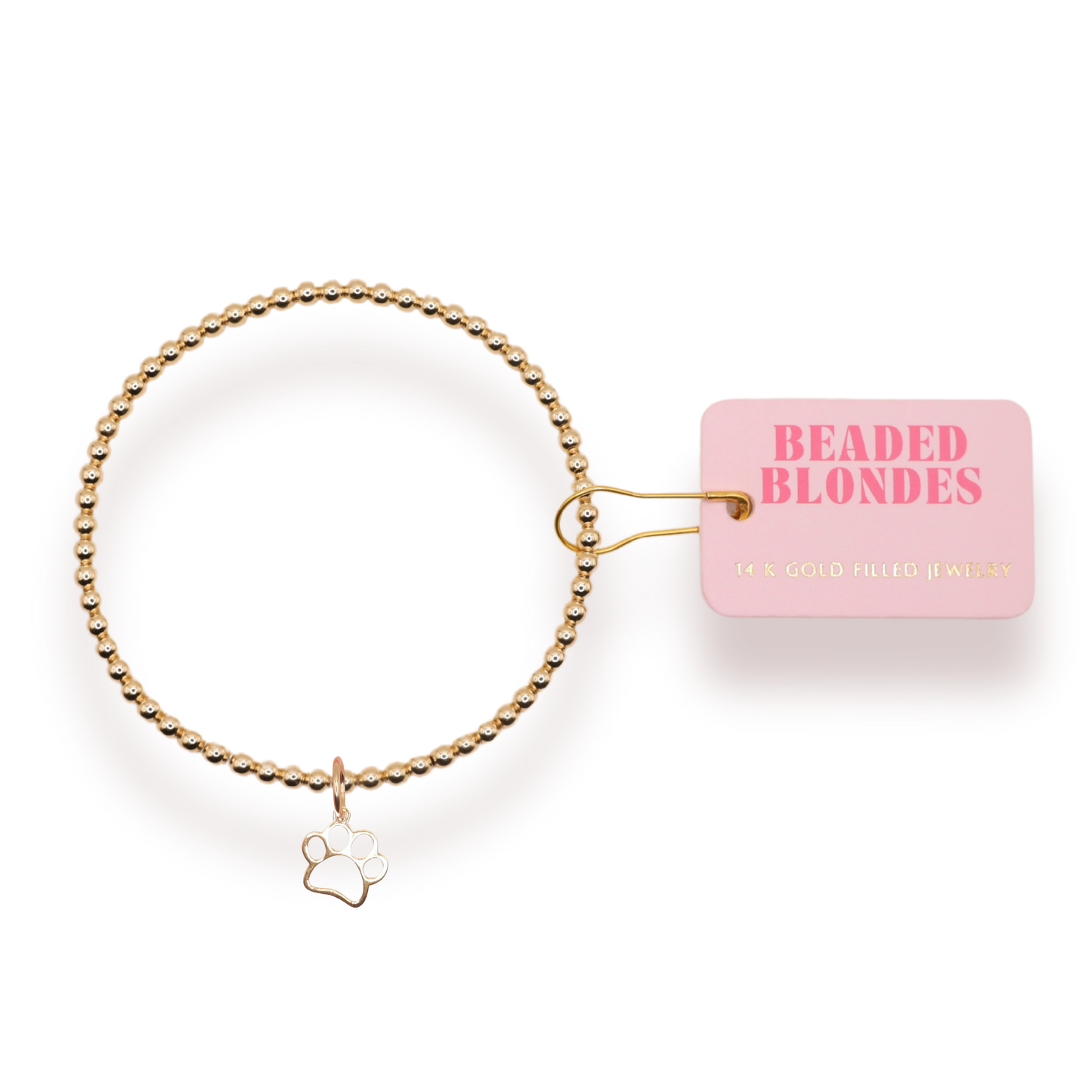 Gold Paw Charm Bracelet: Standard 6.75 inch