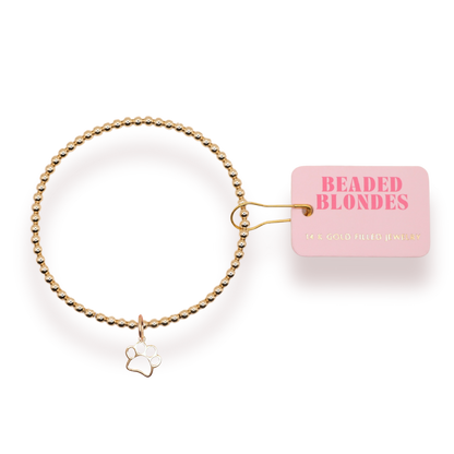Gold Paw Charm Bracelet: Standard 6.75 inch