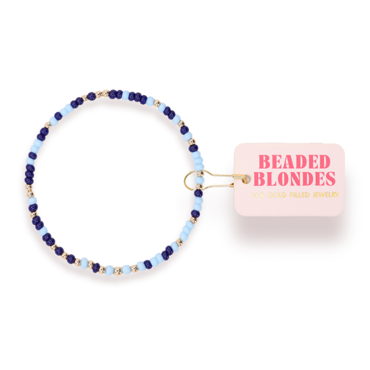 Powder Blue and Navy Sprinkle Bracelet: Standard 6.75 Inch