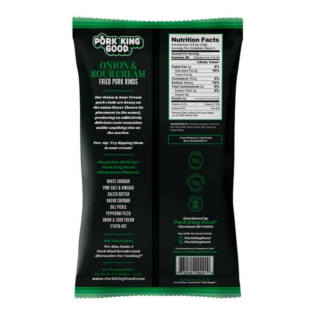 Pork King Good Onion & Sour Cream Pork Rinds  1.75oz Bag