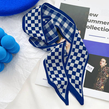 Elegant blue pattern scarf: Chessboard / M