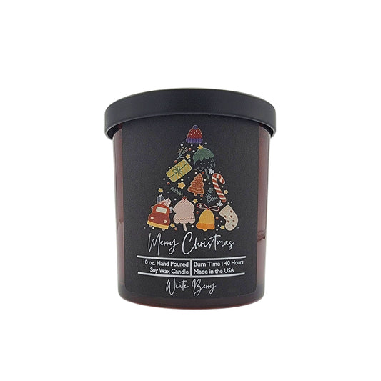 Merry Christmas Tree Collage Candle - Christmas Candles: Winter Berry