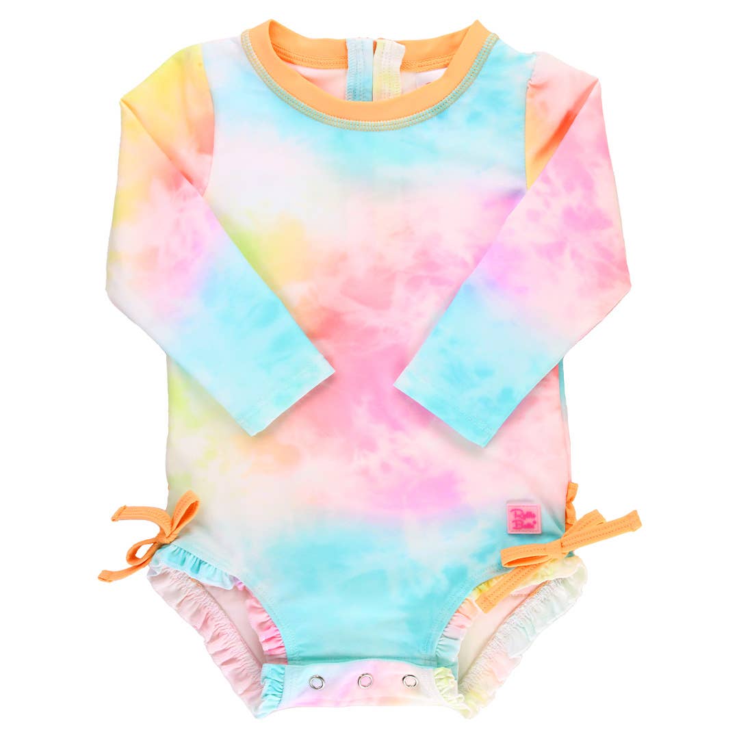 Rainbow Tie Dye Long Sleeve One Piece Rash Guard