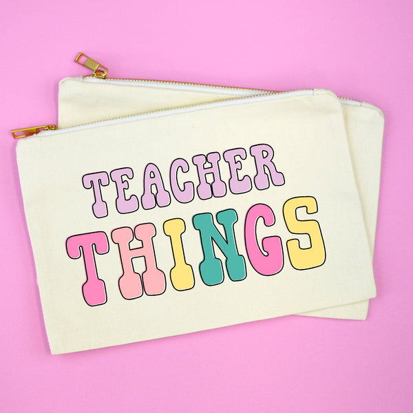 Teacher Things Cosmetic Bag, Makeup Bag, Teacher Appreciatio
