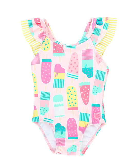 Ice Cream Social Ruffle V-Back One Piece: 3T