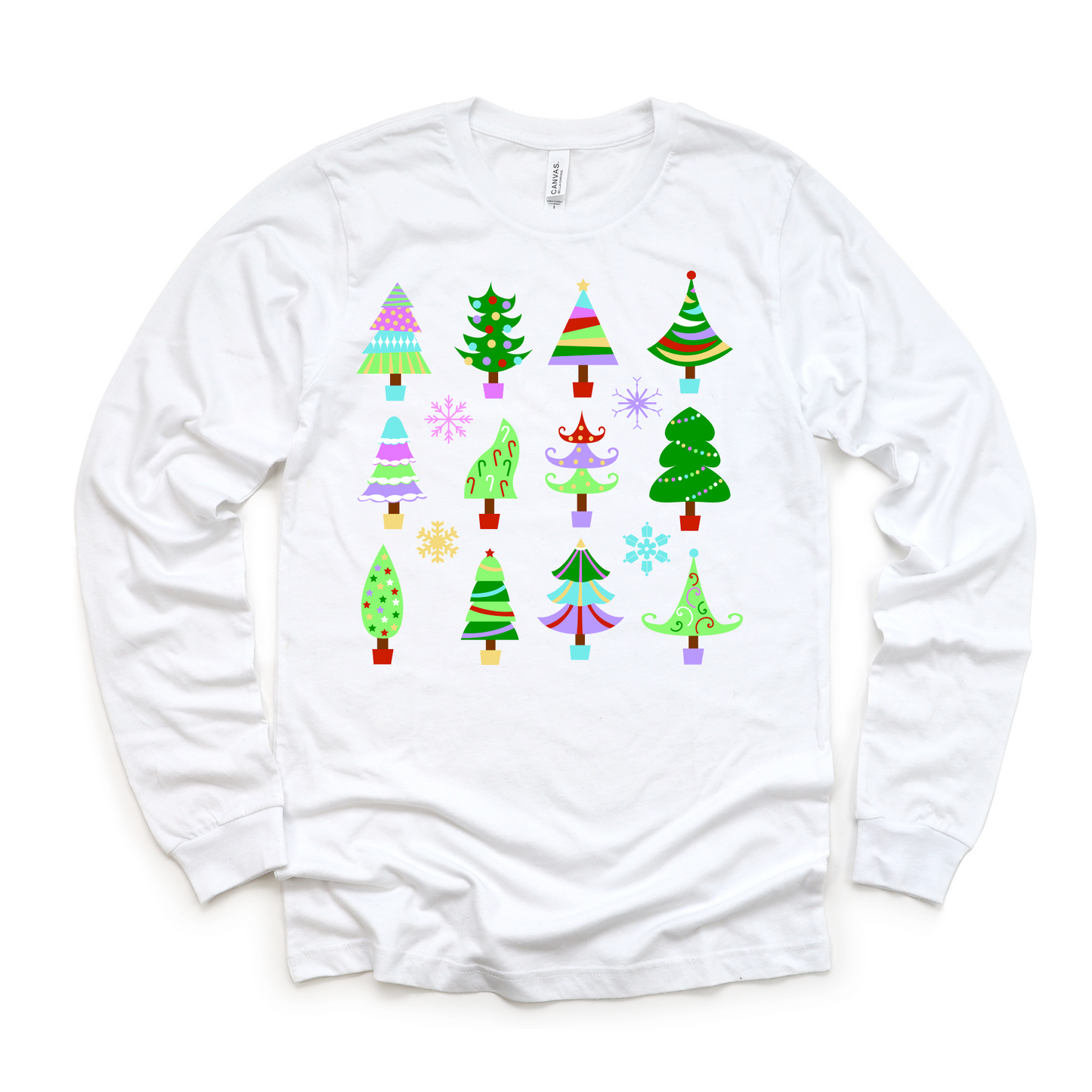 Colorful Tree Collage on White- (Apparel Options)