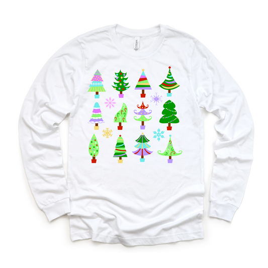 Colorful Tree Collage on White- (Apparel Options)