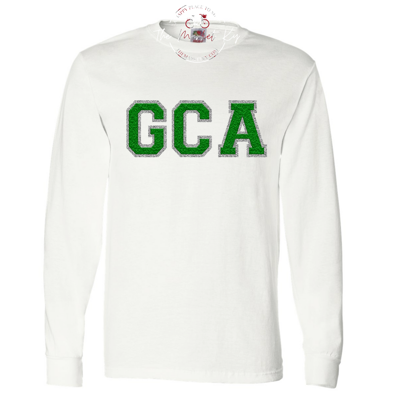 GCA  Faux Chenille Long Sleeve Tee (Youth & Adult)-  White