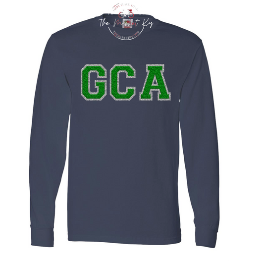 GCA  Faux Chenille Long Sleeve Tee (Youth & Adult)-  Navy
