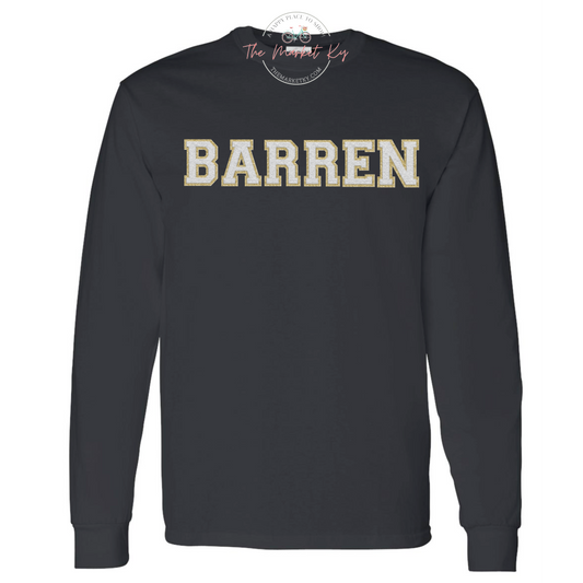 Barren Faux Chenille Long Sleeve Tee (Youth & Adult)-  Black