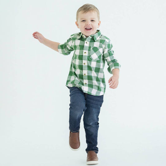 Dark Ivy Plaid Long Sleeve Button Down 3T