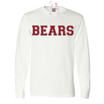 Bears Faux Chenille Long Sleeve Tee (Youth & Adult)-  White