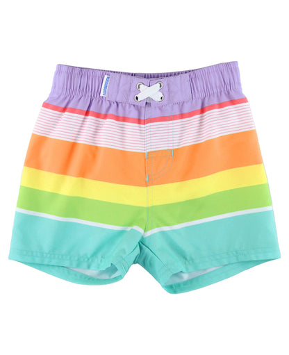 Island Rainbow Multi-Stripe Swim Trunks: 4T / Multi-Color