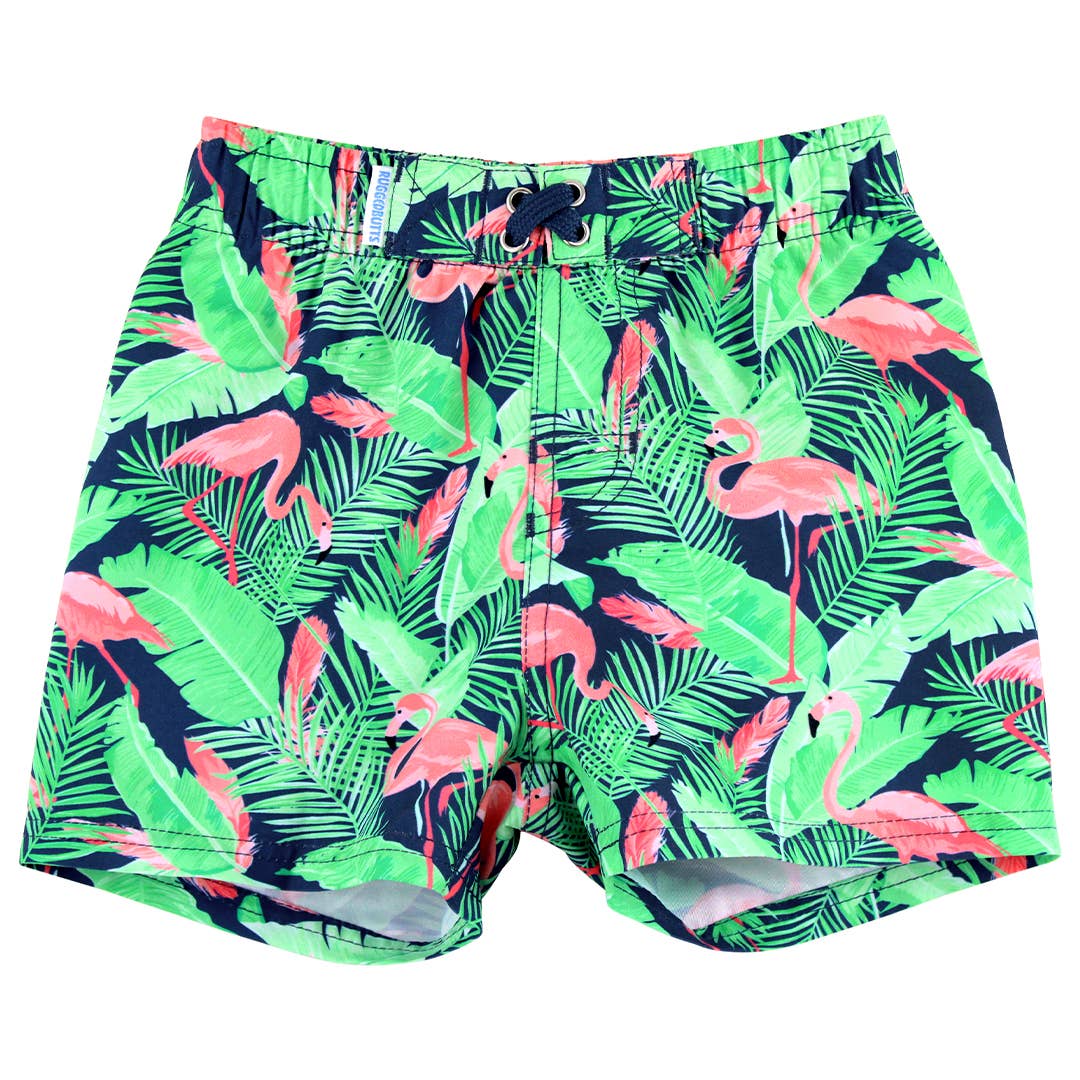 Flamingo Frenzy Swim Trunks: 8 / Multi-Color