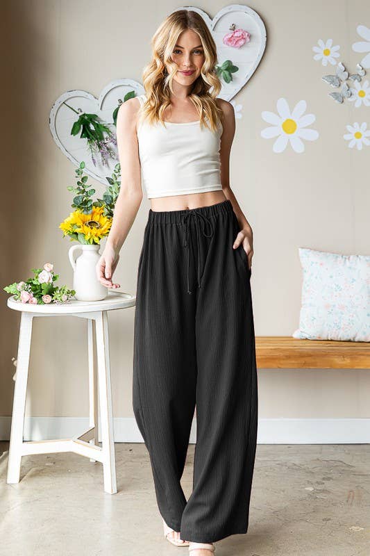 SOLID CASUAL PANTS / Black