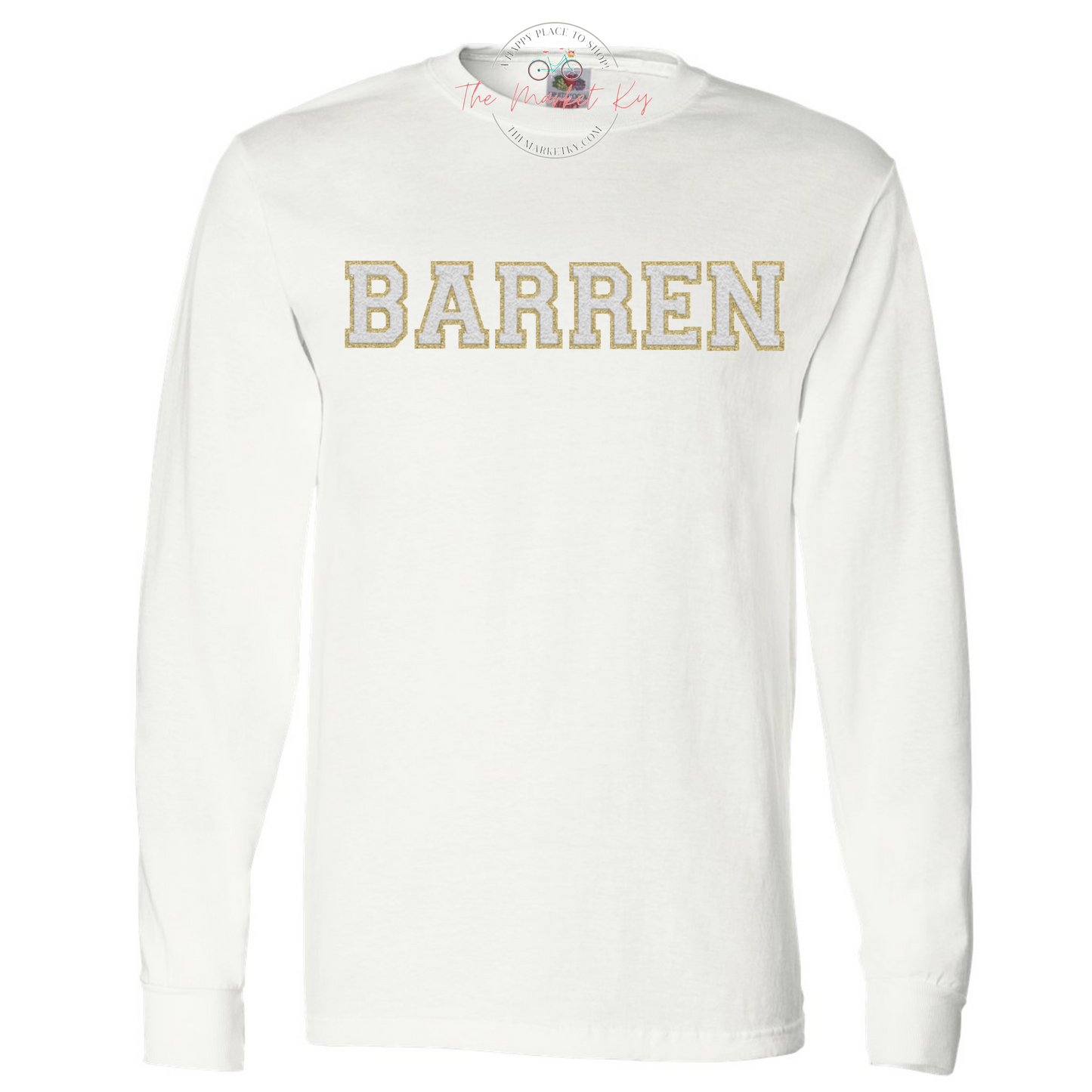 Barren Faux Chenille Long Sleeve Tee (Youth & Adult)-  White