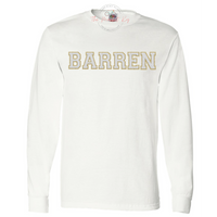 Barren Faux Chenille Long Sleeve Tee (Youth & Adult)-  White