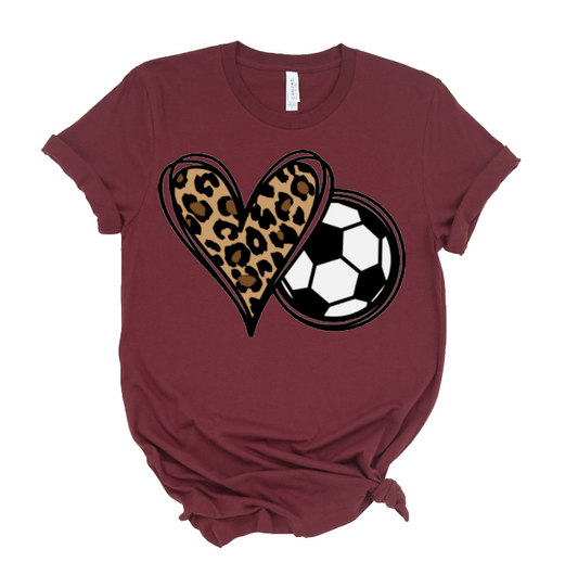 Soccer Leopard Heart Tee